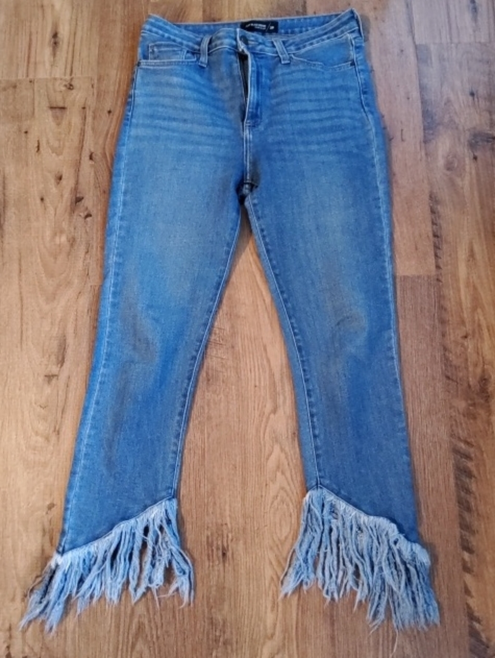 Just Black Denim Cotton Cropped Jeans with Fringed Hem Size 29/8